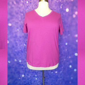 Woman Within Pink V Neck Tee 18/20 L Petite